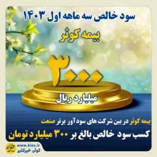 بیمه کوثر در بین شرکت های سودآور برتر صنعت ؛  کسب سود خالص بیش از ۳۰۰ میلیارد تومان