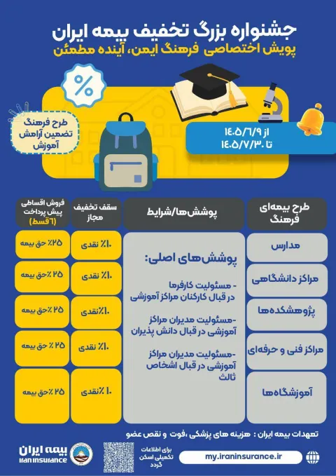 آغاز جشنواره بزرگ تخفیف بیمه ایران ویژه جامعه آموزشی کشور